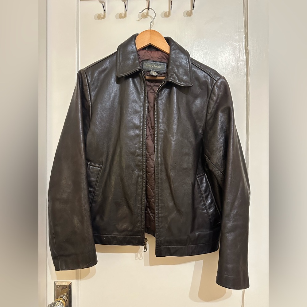 90s brown leather jacket from Banana Republic